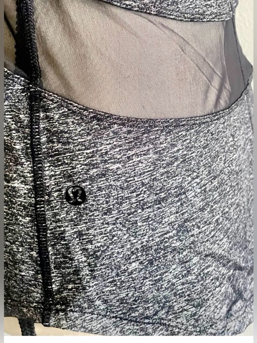 Lululemon Mesh Panel Racerback Tank Heathered Gray Black Sz S - Picture 6 of 7
